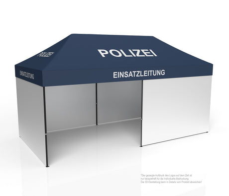 Polizei Faltzelt | Einsatzzelt | Profizelt | Schnelleinsatzzelt 3x6 m | EZ-UP-Eclipse Stahgestell
