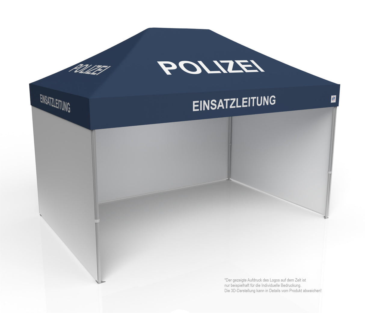 Polizei Faltzelt | Einsatzzelt | Profizelt | Schnelleinsatzzelt 3x4,5 m | EZ-UP-Endouver Alugestell