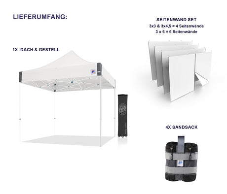 EZ-UP-Faltzelt Lieferumfang Feuerwehrzelt