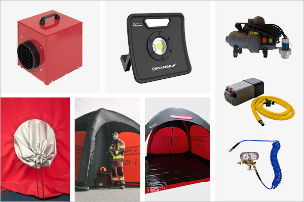 Der Lieferumfang des Komplett Sets | LED-Lampe / Heizung / Befüllinstrument / Heizungsöffnung / Bodenplane