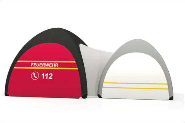 mit dem GYBE FUSION Element könne zwei Zelte miteinander verbuden werden