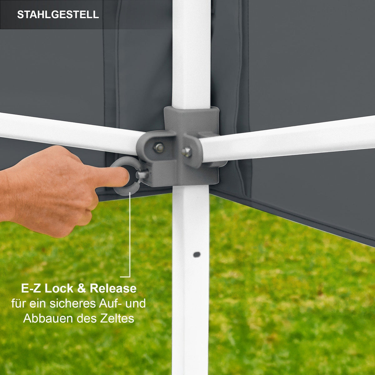 E-Z UP Profi-Faltzelt mit Stahlgestell Eclipse: E-Z Lock & Release für sicheren Auf- und Abbau