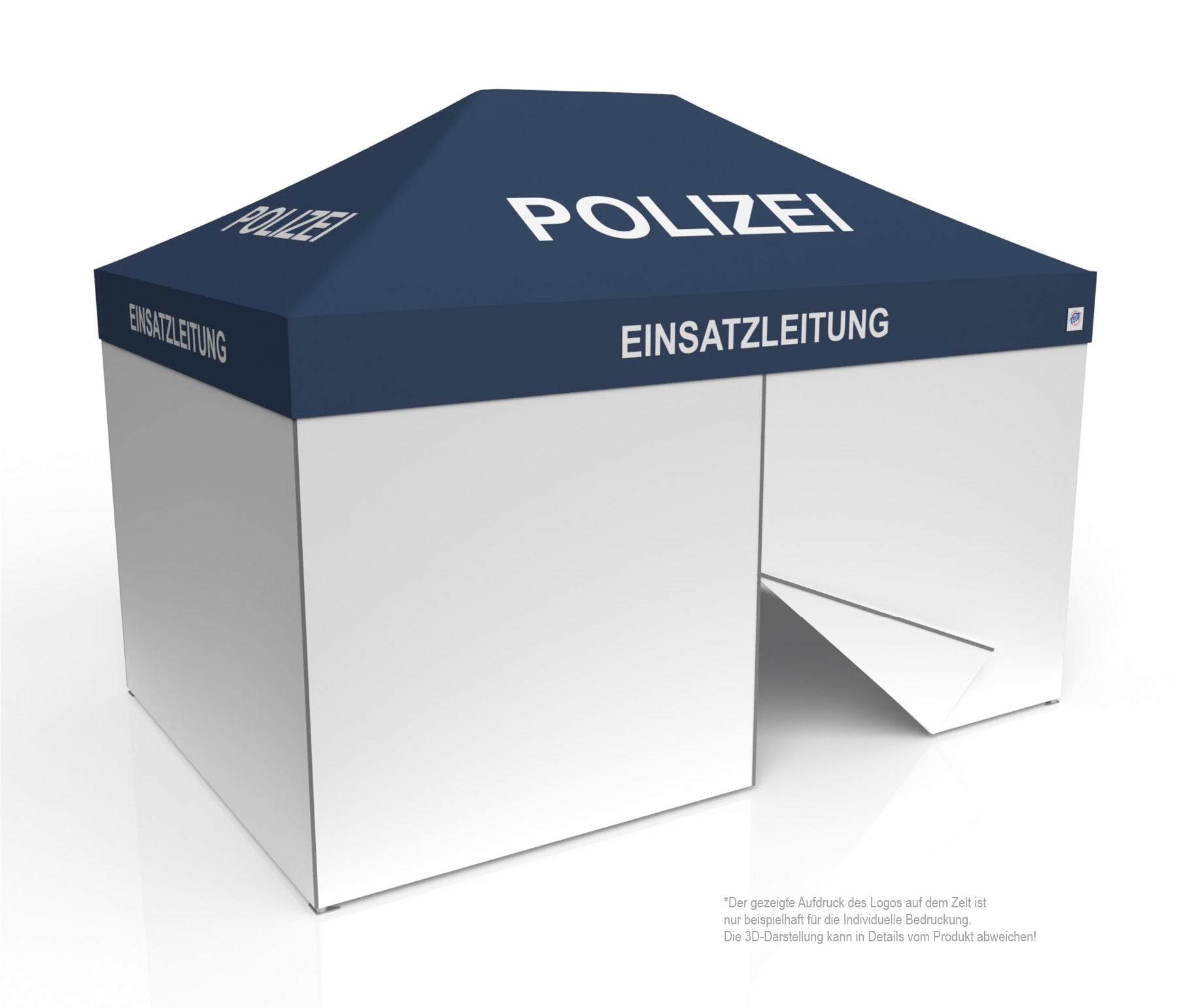Polizei Faltzelt | Einsatzzelt | Profizelt | Schnelleinsatzzelt 3x4,5 m | EZ-UP-Endouver Alugestell