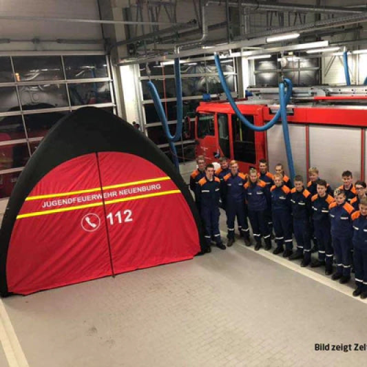 Schnelleinsatzzelt Gybe Humanity Tent Emergency im Einsatz / Feuerwehrzelte