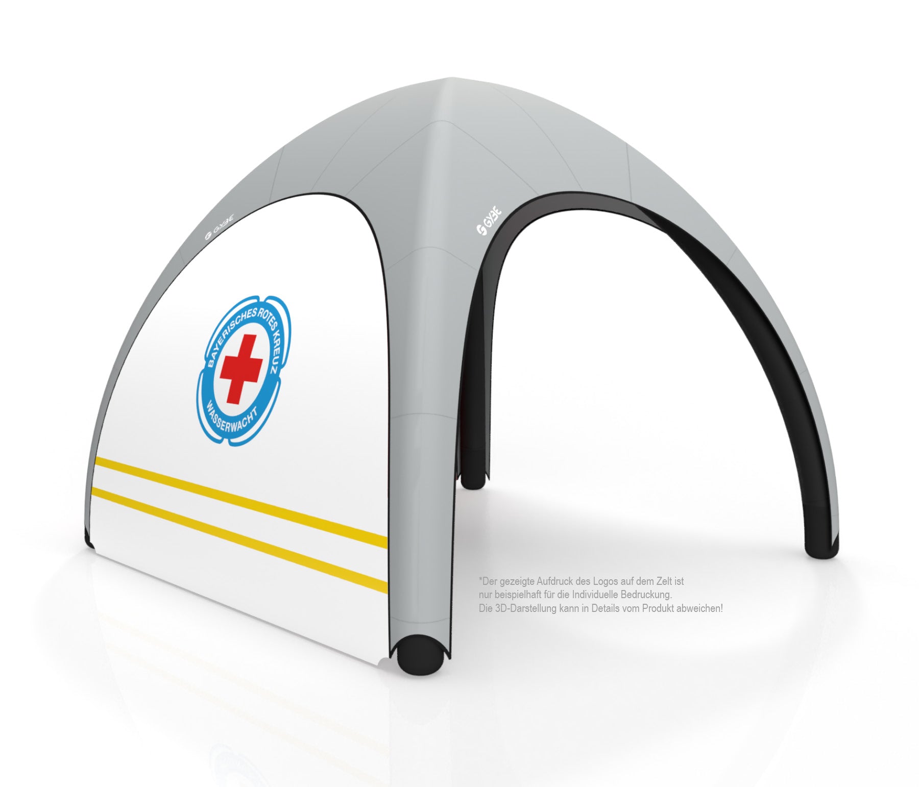 Aufblasbares Schnelleinsatzzelt Gybe Humanity Tent mit BRK Wasserwacht Logo | Sanitätszelt | Einsatzzelt