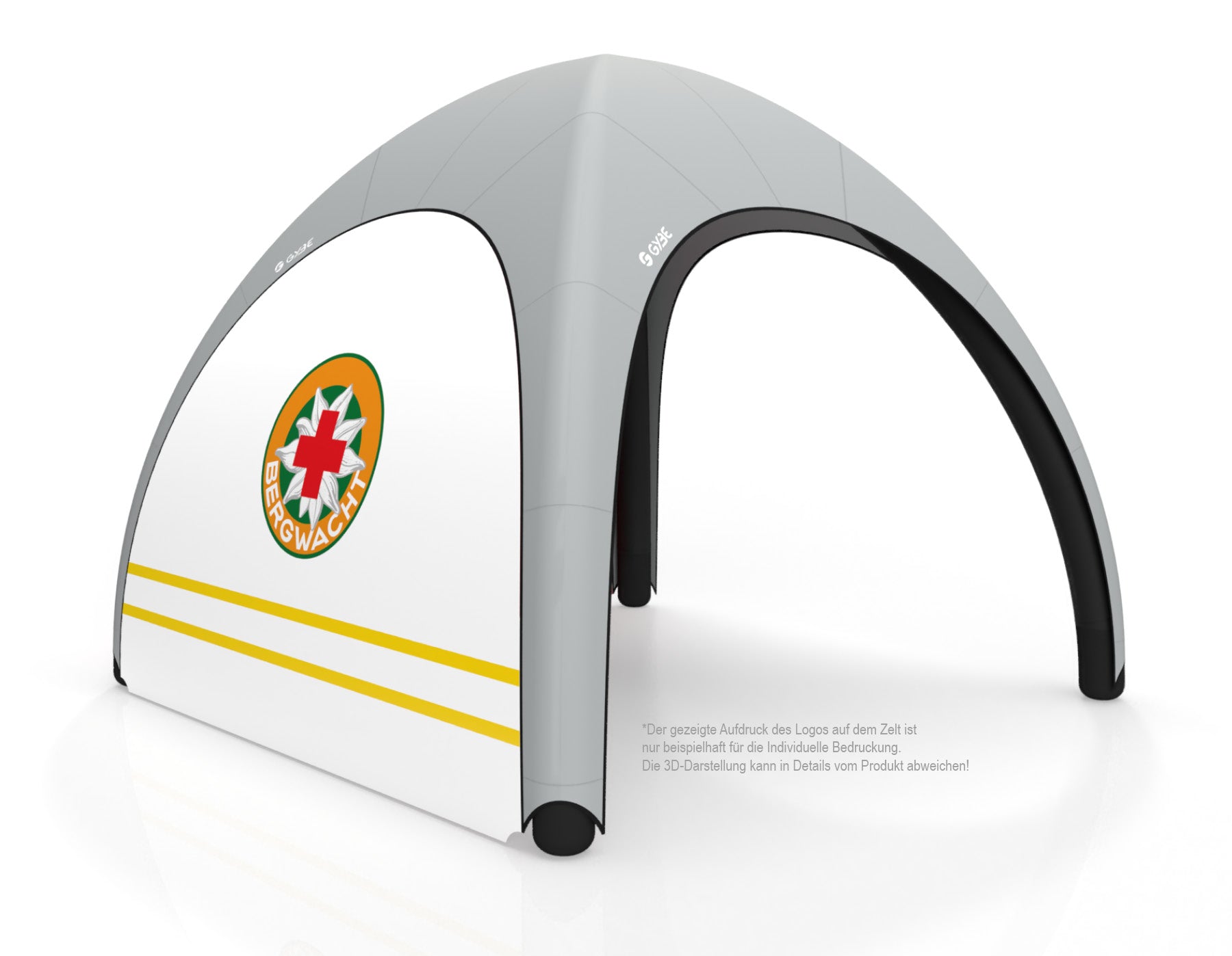 Aufblasbares Schnelleinsatzzelt Gybe Humanity Tent mit DRK Bergwacht Logo | Sanitätszelt | Einsatzzelt