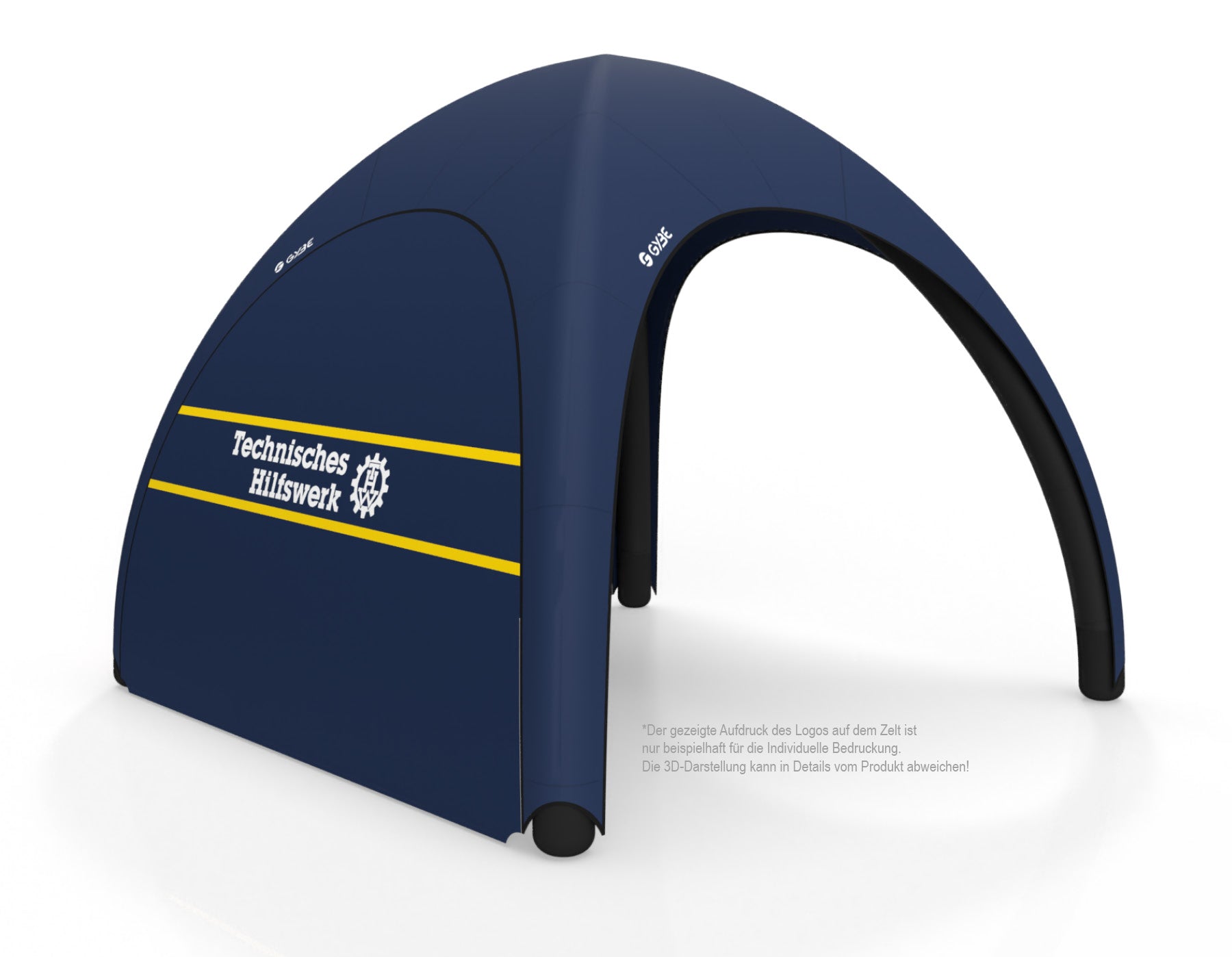 Aufblasbares Schnelleinsatzzelt Gybe Humanity Tent mit THW Logo | Sanitätszelt | Einsatzzelt