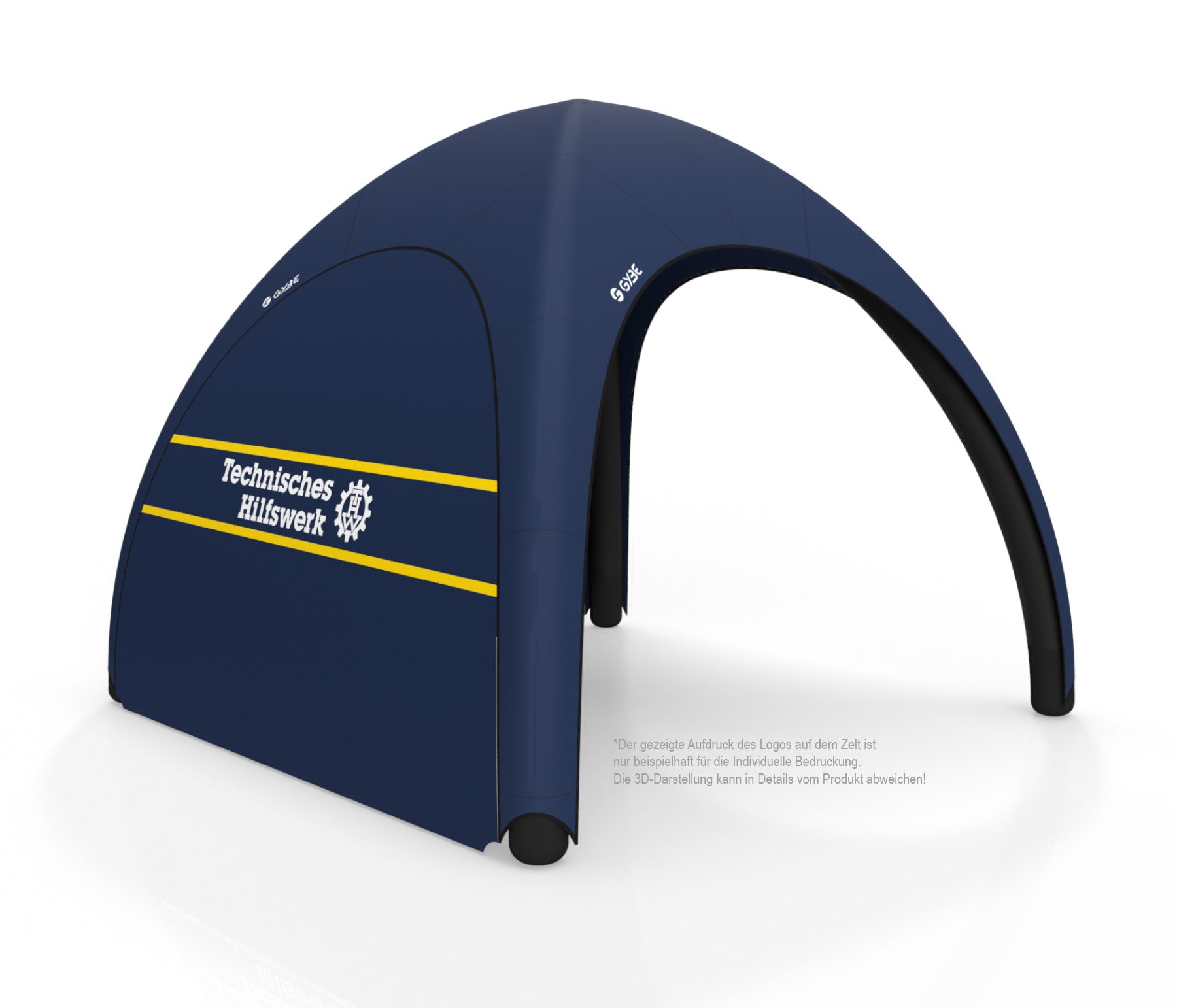Aufblasbares Schnelleinsatzzelt Gybe Humanity Tent Komplettset mit THW Logo | Sanitätszelt | Einsatzzelt